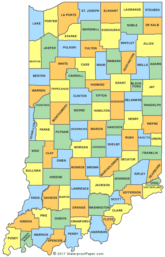 List of: All Counties in Indiana