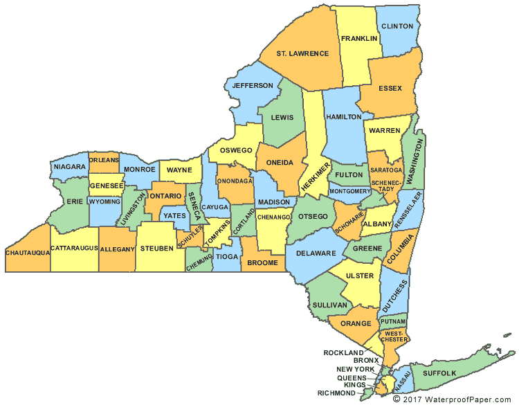 map of new york. New York County Map - NY