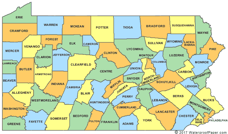Pennsylvania County Map - PA Counties - Map of Pennsylvania