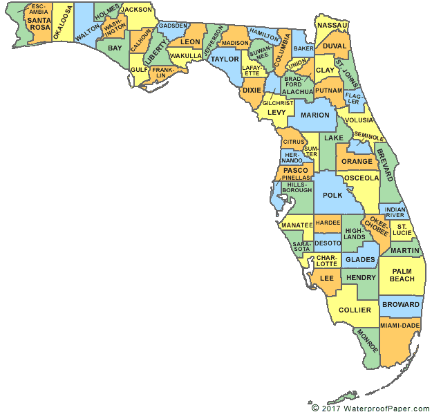 Maps Florida Counties 2018